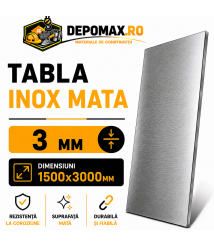 Tabla inox mata AISI 304 2B, 3 x 1500 x 3000 mm, 4.5 mp